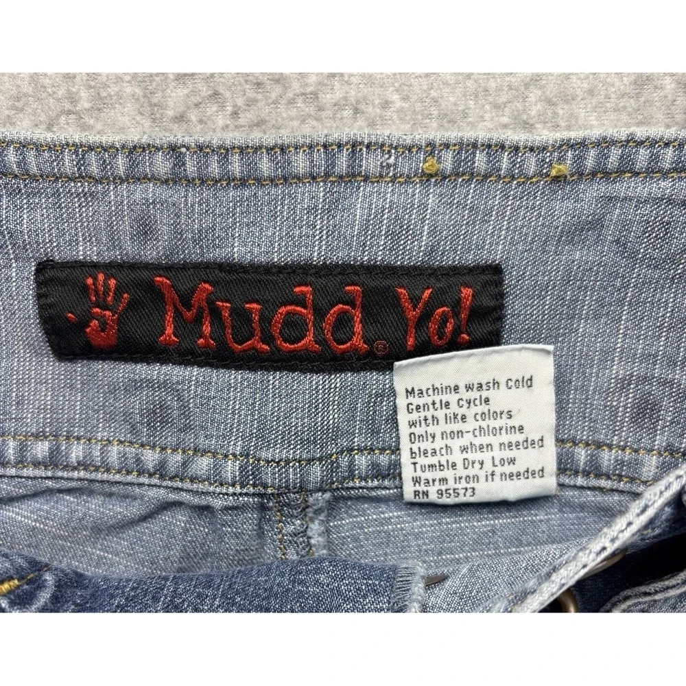 Vintage Y2K Mudd Lace Up Jean Studded Grommet Low Rise Flare 11 Grunge Retro Emo - Picture 3 of 11